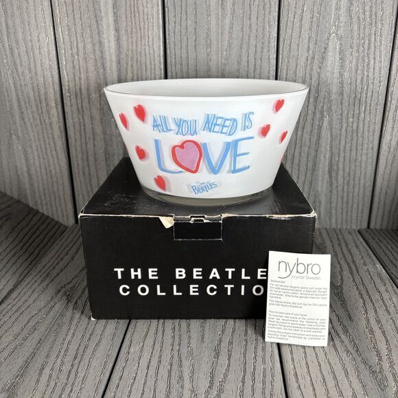 NYBRO SWEDISH CRYSTAL Bowl“All You Need is Love/Love” Extremely Rare!